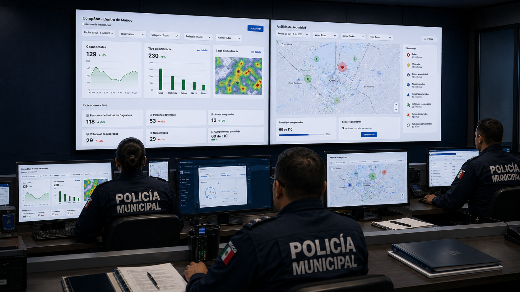 Comisario revisando indicadores de su corporación